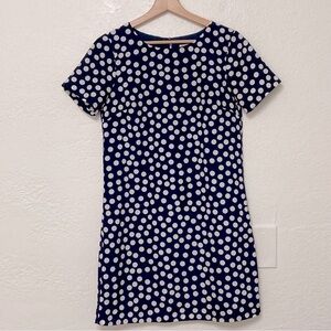 J Crew Navy Blue White Polka Dot T-Shirt Dress, Size 0